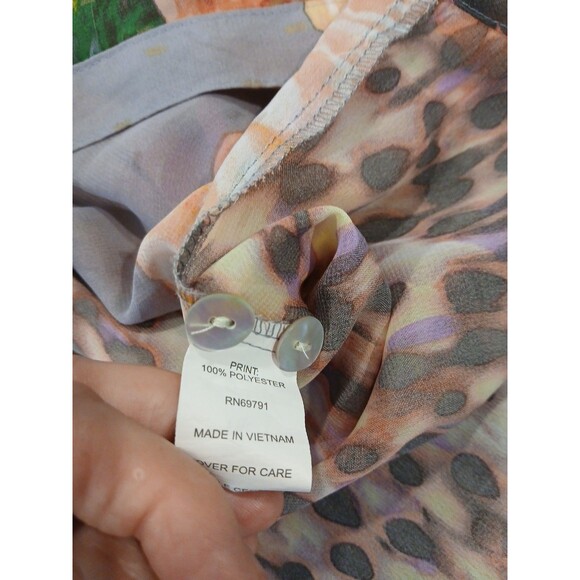 Figueroa & Flower Blouse Women’s Size Medium Floral Peasant Boho Sheer Button Up - Picture 12 of 13